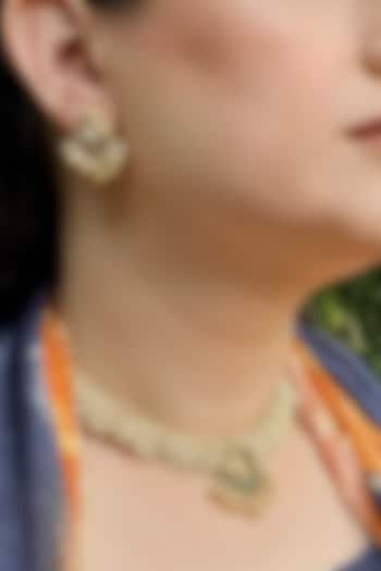 Gold Finish Pearl Temple Choker Necklace Set by Prestones at Pernia's Pop Up Shop