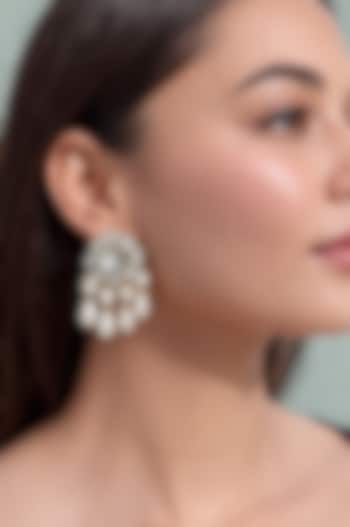 Gold Finish Kundan Polki & Pearl Dangler Earrings by Prestones at Pernia's Pop Up Shop