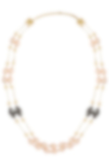 Gold Finish Zircon, Pearls and Gems Necklace by Parure
