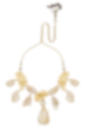 Gold Finish Baroque Pearls and Gems Necklace by Parure