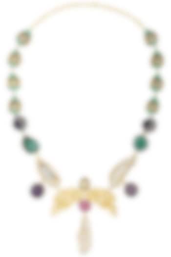 Gold plated multi-colour gems necklace available only at Pernia's Pop Up Shop.