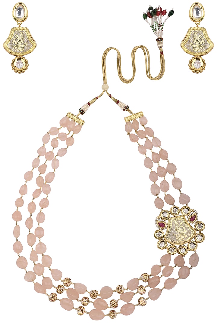Gold finish gems and gold balls necklace set available only at Pernia's Pop Up Shop.