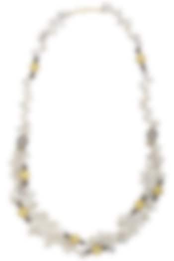 Matte Finish Zircons and Baroque Pearls Necklace by Parure
