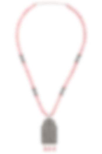 Matte Finish Zircons and Baby Pink Jade Necklace by Parure