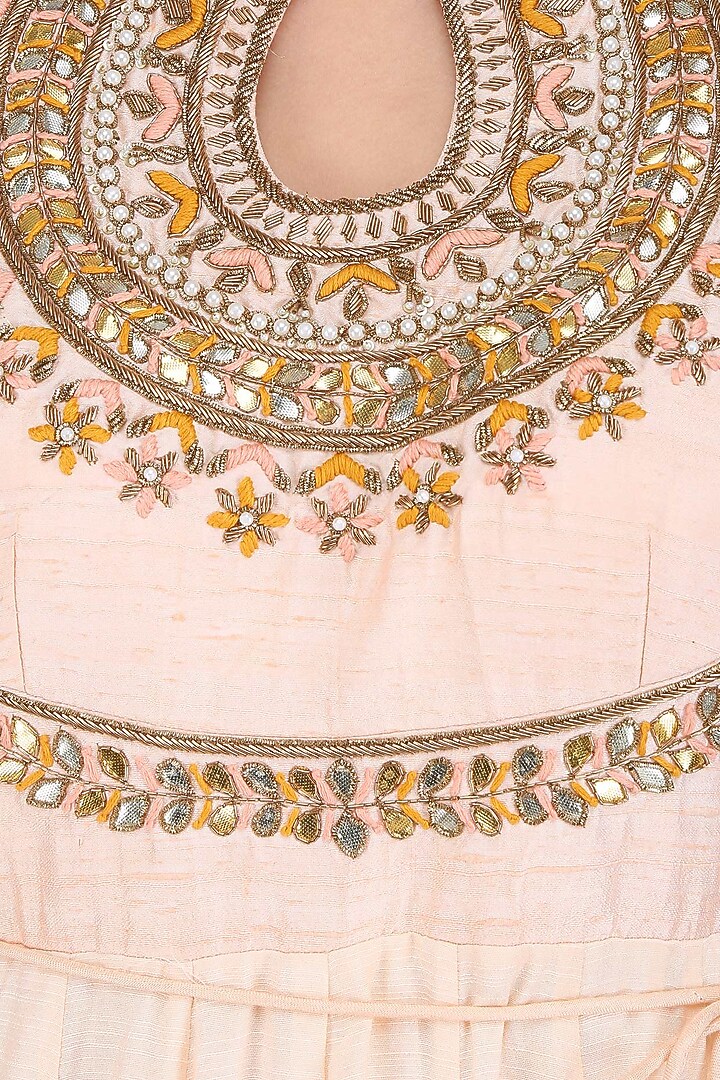 Powder pink gota patti and threadwork anarkali set available only at Pernia's Pop Up Shop.