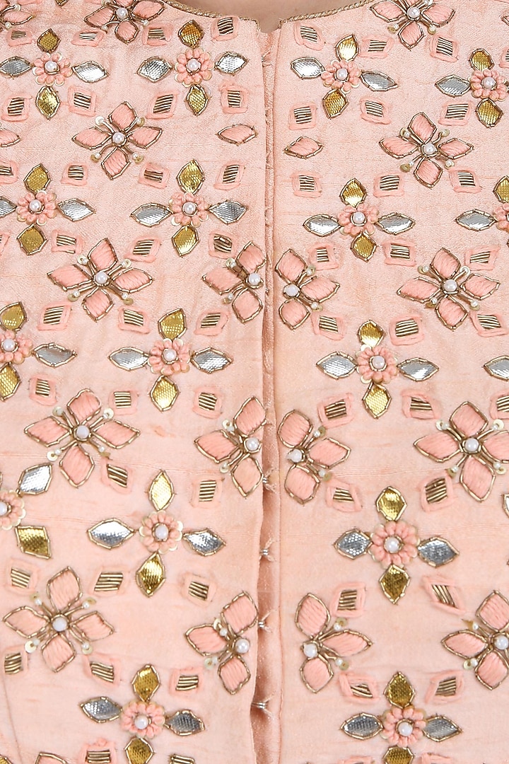 Light peach gota patti embroidered front open anarkali set available only at Pernia's Pop Up Shop.