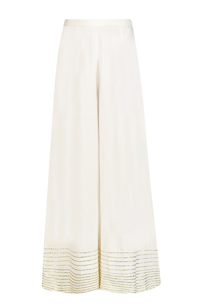 Ivory gota patti embroidered anarkali suit set available only at Pernia's Pop Up Shop.