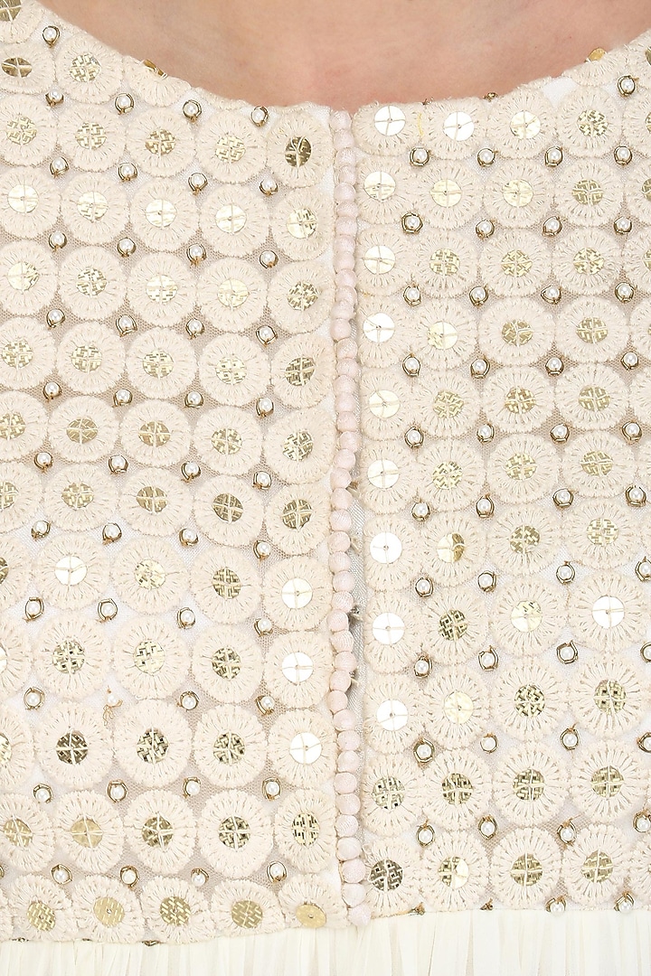 Ivory gota patti embroidered anarkali suit set available only at Pernia's Pop Up Shop.