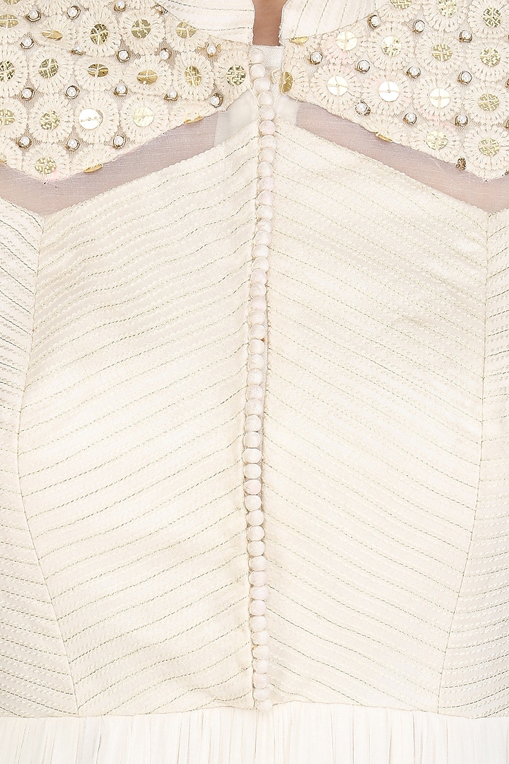 Ivory gota patti embroidered floor length suit set available only at Pernia's Pop Up Shop.