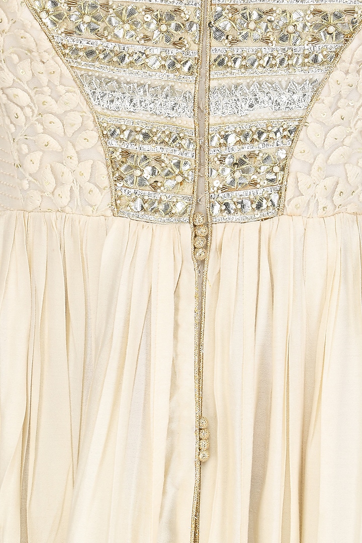 Ivory gota patti embroidered anarkali suit set available only at Pernia's Pop Up Shop.