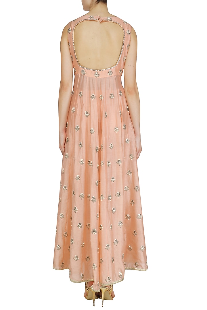 Pink floral motifs front open flared kurta available only at Pernia's Pop Up Shop.
