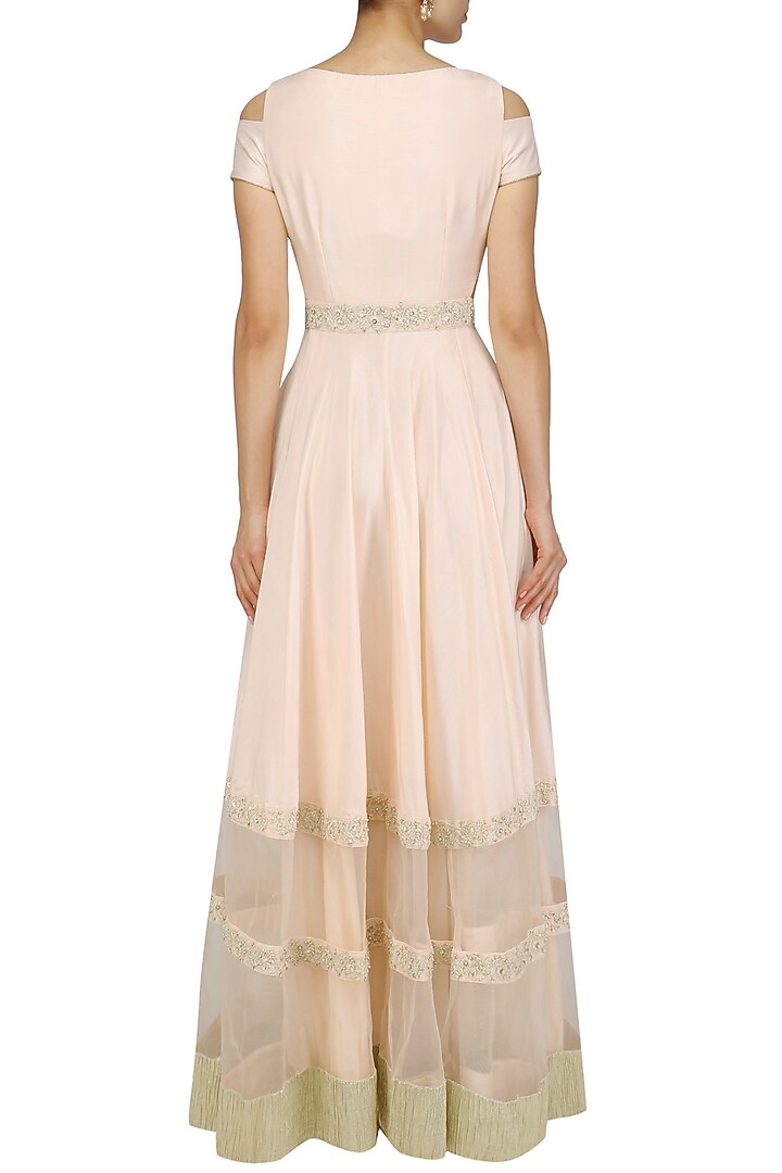 Powder pink floral embroidered cold shoulder gown available only at Pernia's Pop Up Shop.
