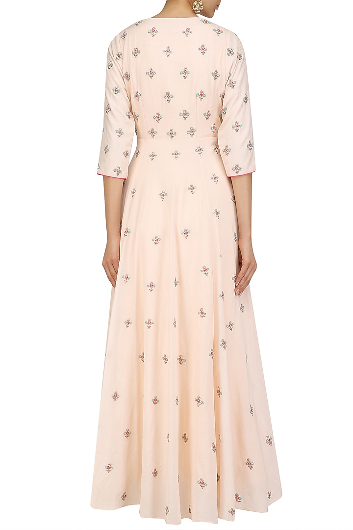 Ivory kurta set with pink embroidered jacket available only at Pernia's Pop Up Shop.