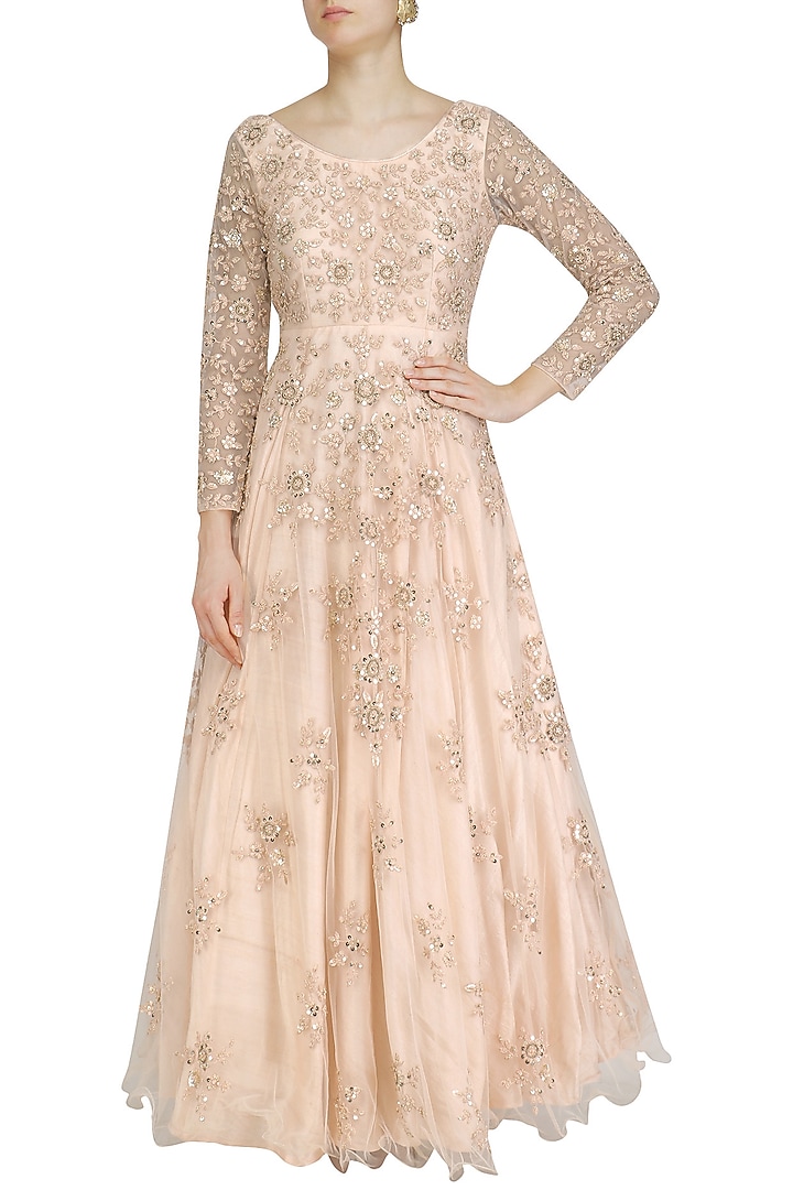 Powder blue embroidered flared gown available only at Pernia's Pop Up Shop.