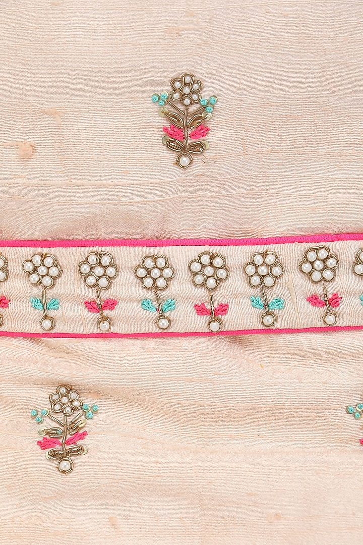 Pink pearl and thread embroidered sharara set available only at Pernia's Pop Up Shop.