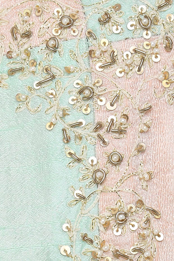 Pink and blue embroidered crop top with pink culottes available only at Pernia's Pop Up Shop.