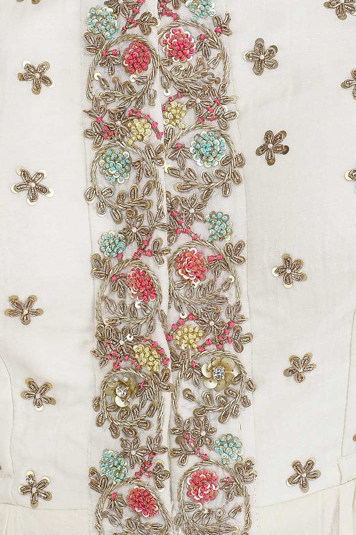 Ivory embroidered kurta and palazzo set available only at Pernia's Pop Up Shop.