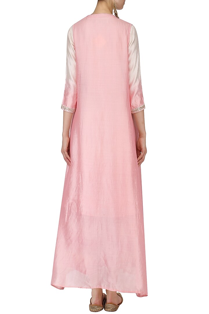 White and pink ombre kurta with palazzos and embroidered jacket set available only at Pernia's Pop Up Shop.