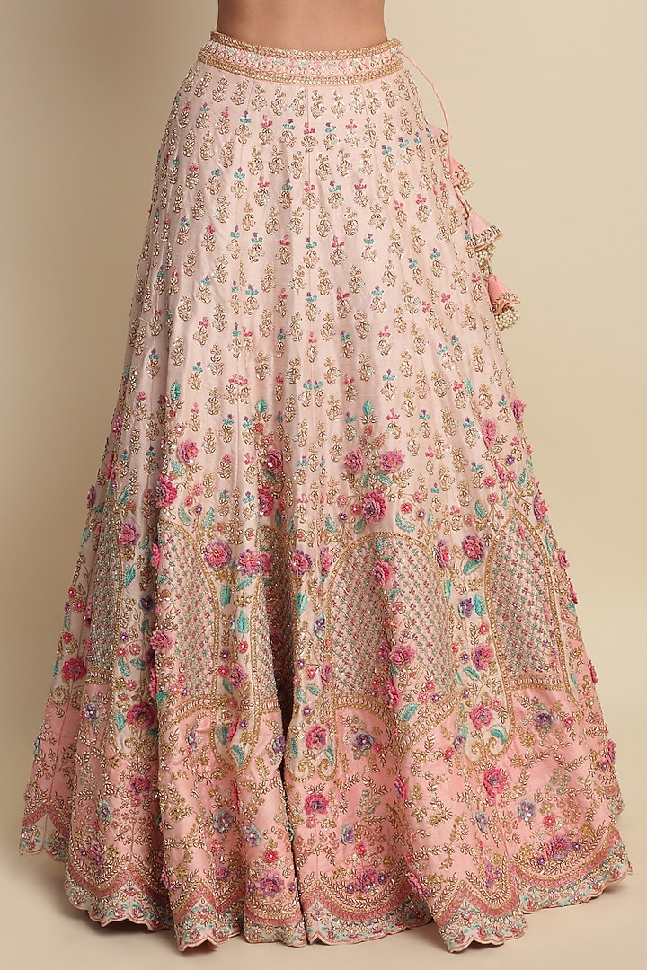 Pastel Pink Hand Embroidered Bridal Bridal Lehenga Set by Priyanka Jain at Pernia's Pop Up Shop