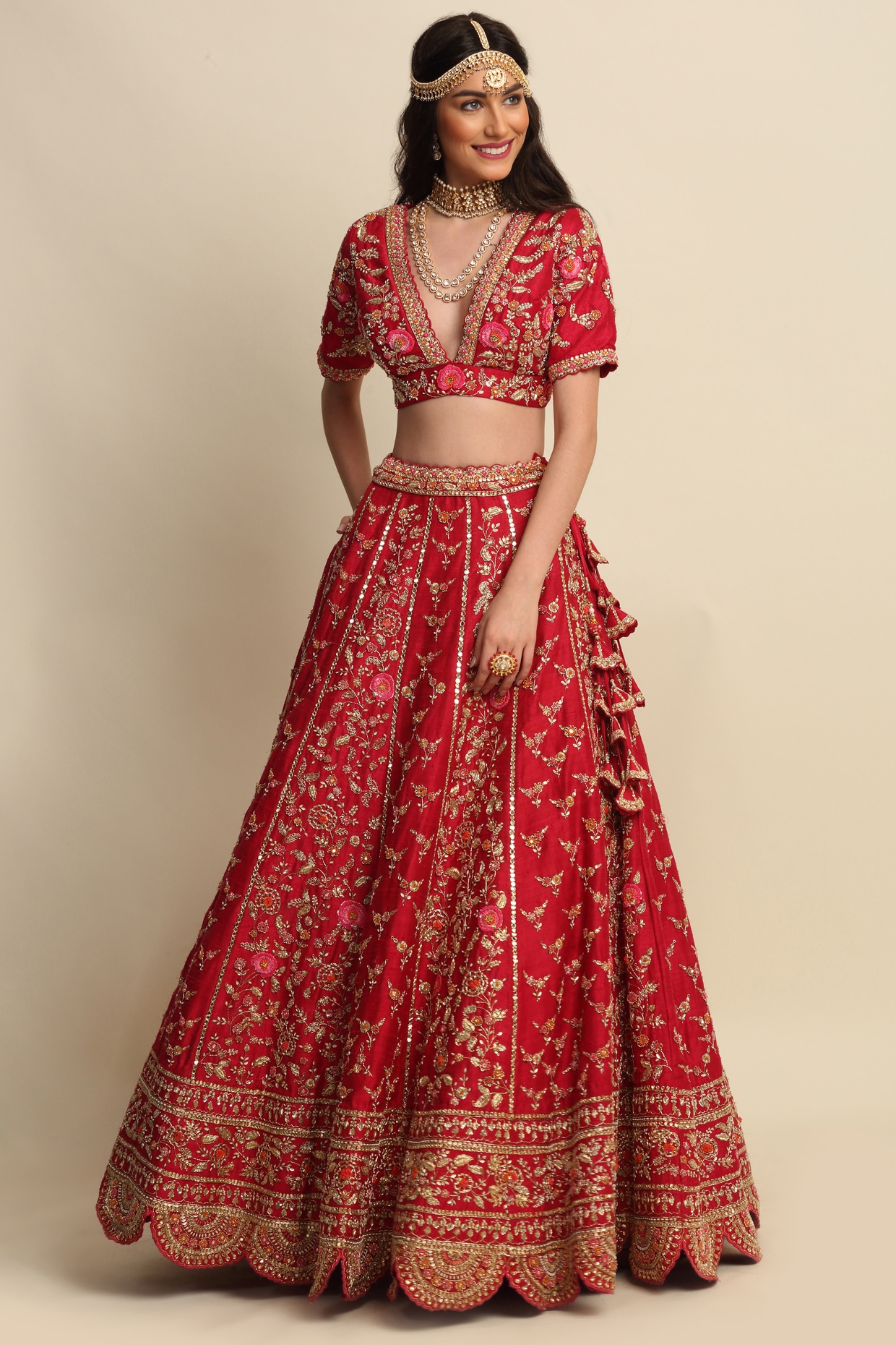 Kesari Exports Velvet Special Red Color Bridal Lehenga Choli, Net at Rs  8599 in Surat