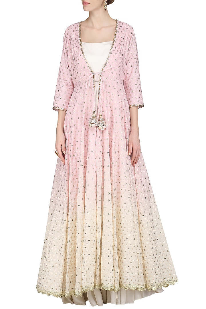 Lilac embroidered jacket with maxi dress available only at Pernia's Pop Up Shop.