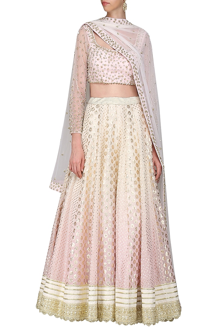Lilac and ivory sequin embroidered lehenga set available only at Pernia's Pop Up Shop.