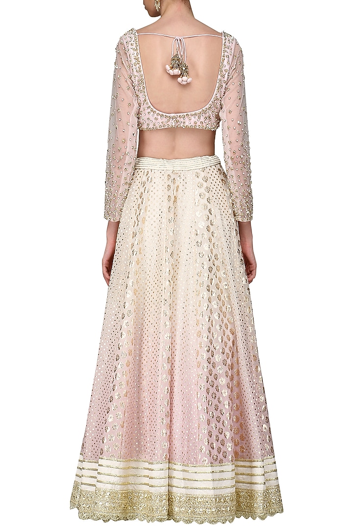 Lilac and ivory sequin embroidered lehenga set available only at Pernia's Pop Up Shop.