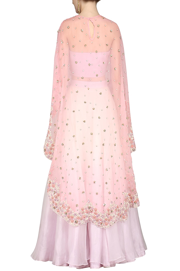 Lilac and ivory skirt with crop top and cape available only at Pernia's Pop Up Shop.