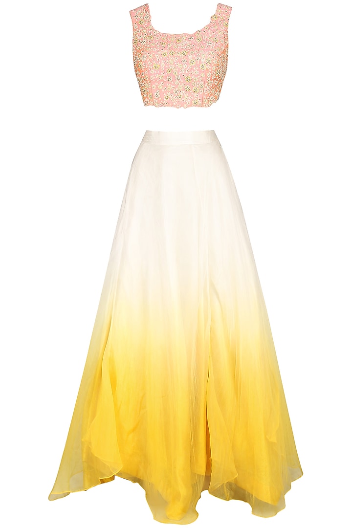 Yellow and ivory cape with blouse and skirt available only at Pernia's Pop Up Shop.