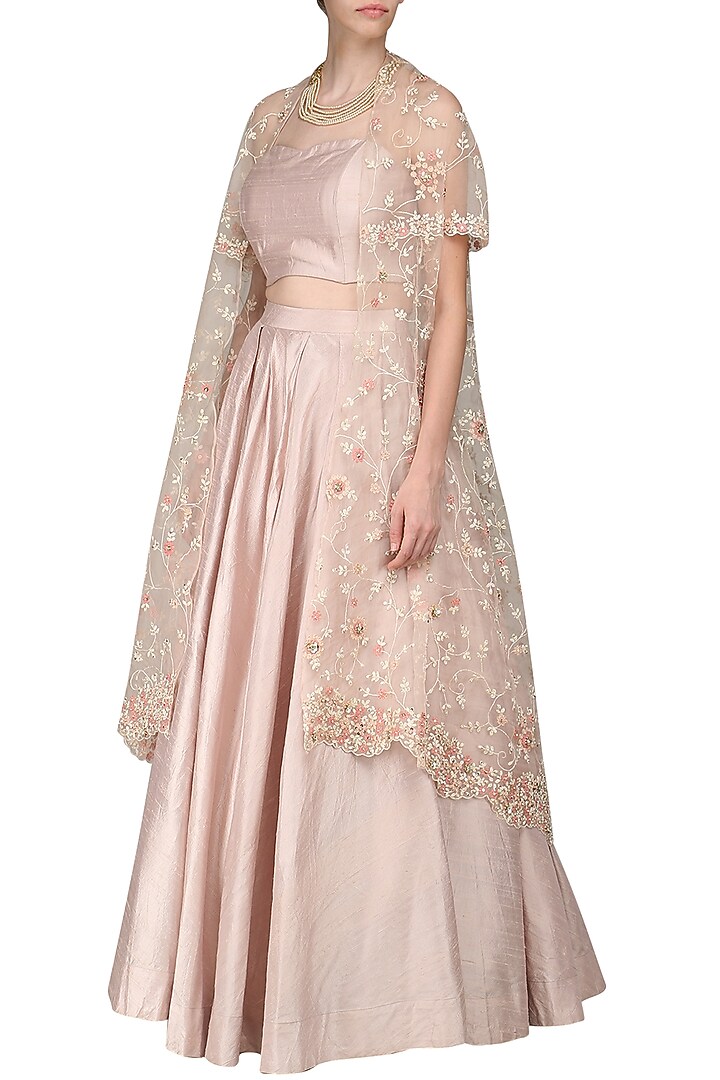 Dirty rose embroidered cape with skirt and bustier available only at Pernia's Pop Up Shop.