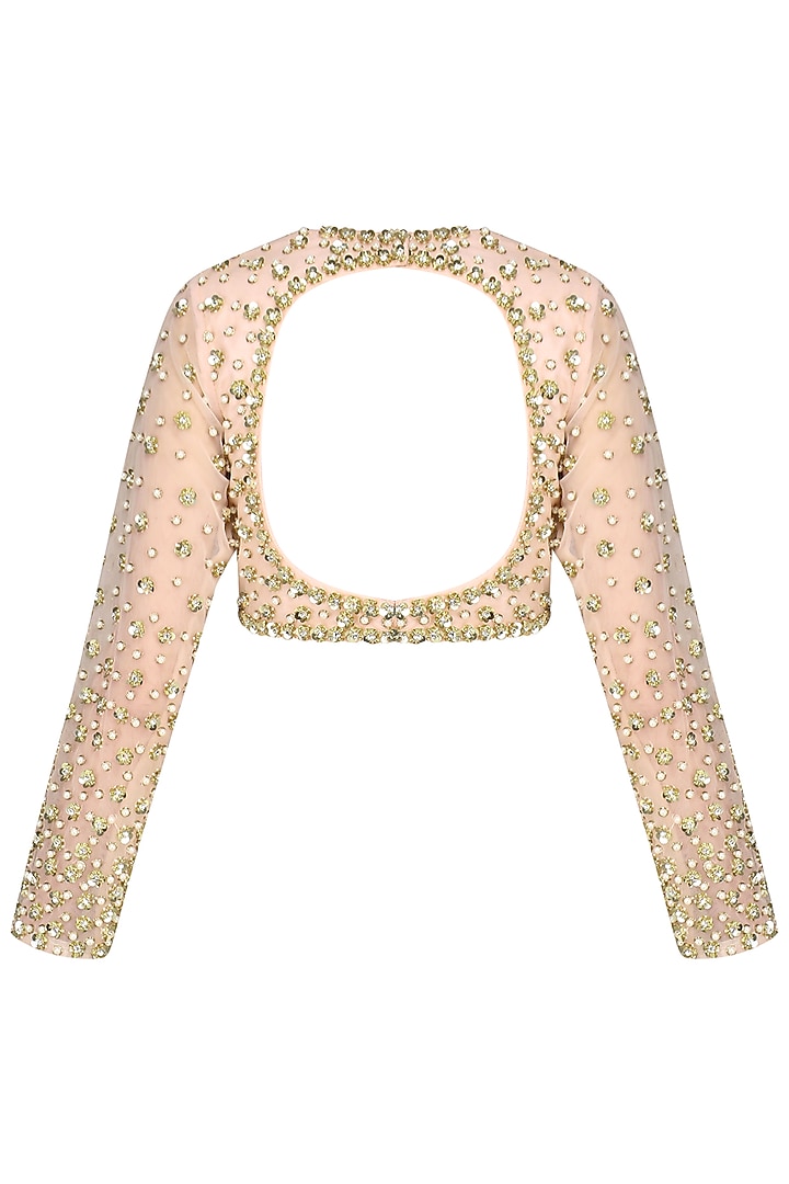 Peach sequin embroidered saree available only at Pernia's Pop Up Shop.