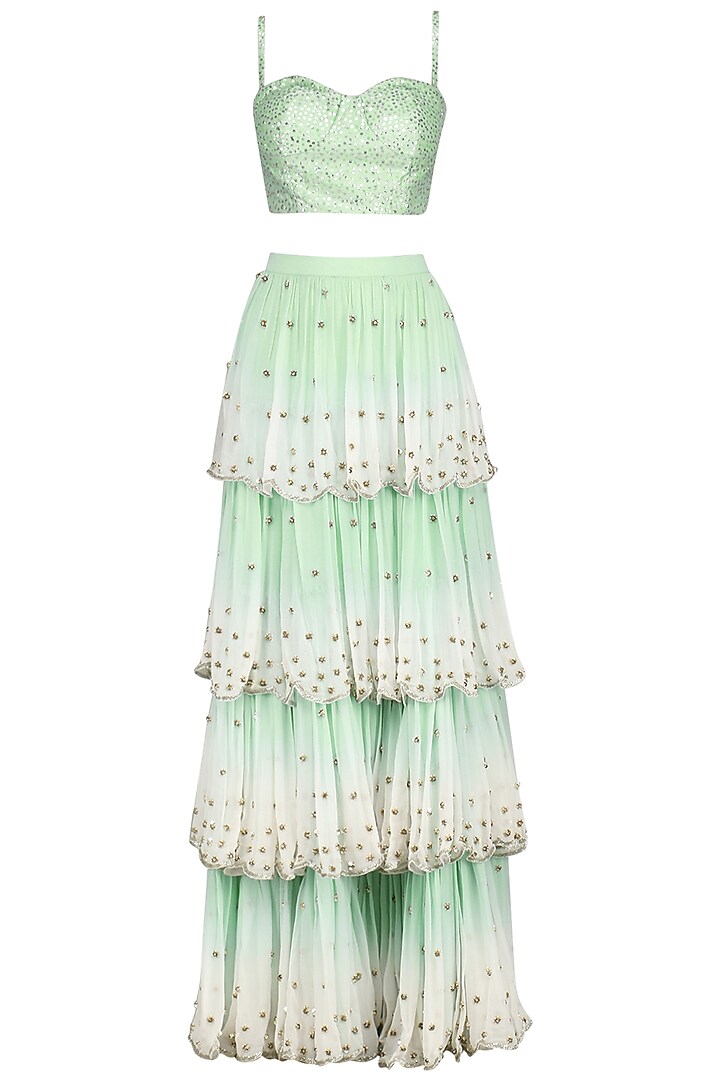 Blue ombre skirt with cape and bustier available only at Pernia's Pop Up Shop.