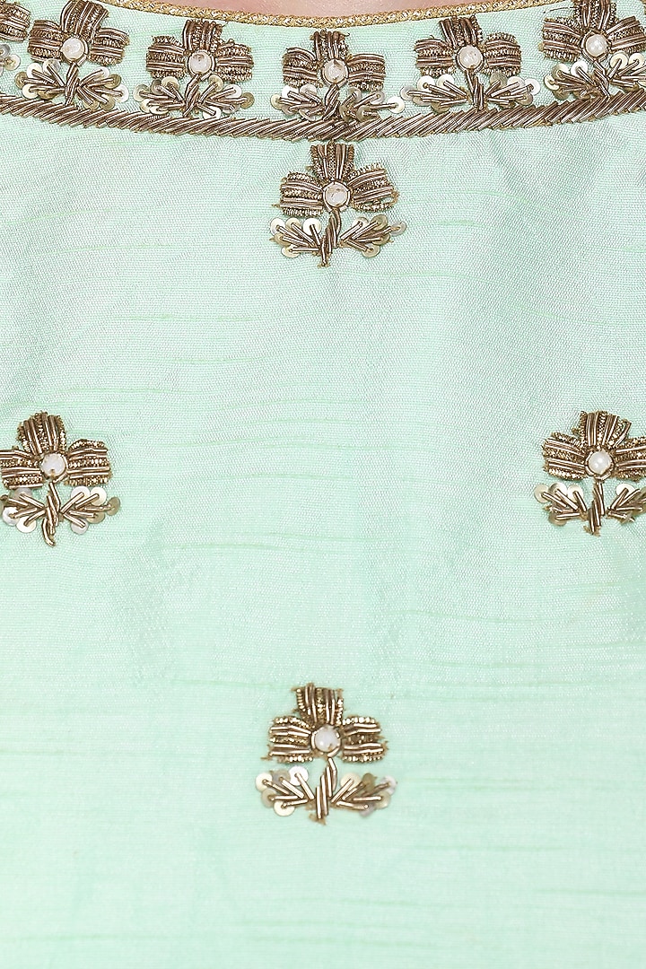 Mint blue embroidered sharara set available only at Pernia's Pop Up Shop.