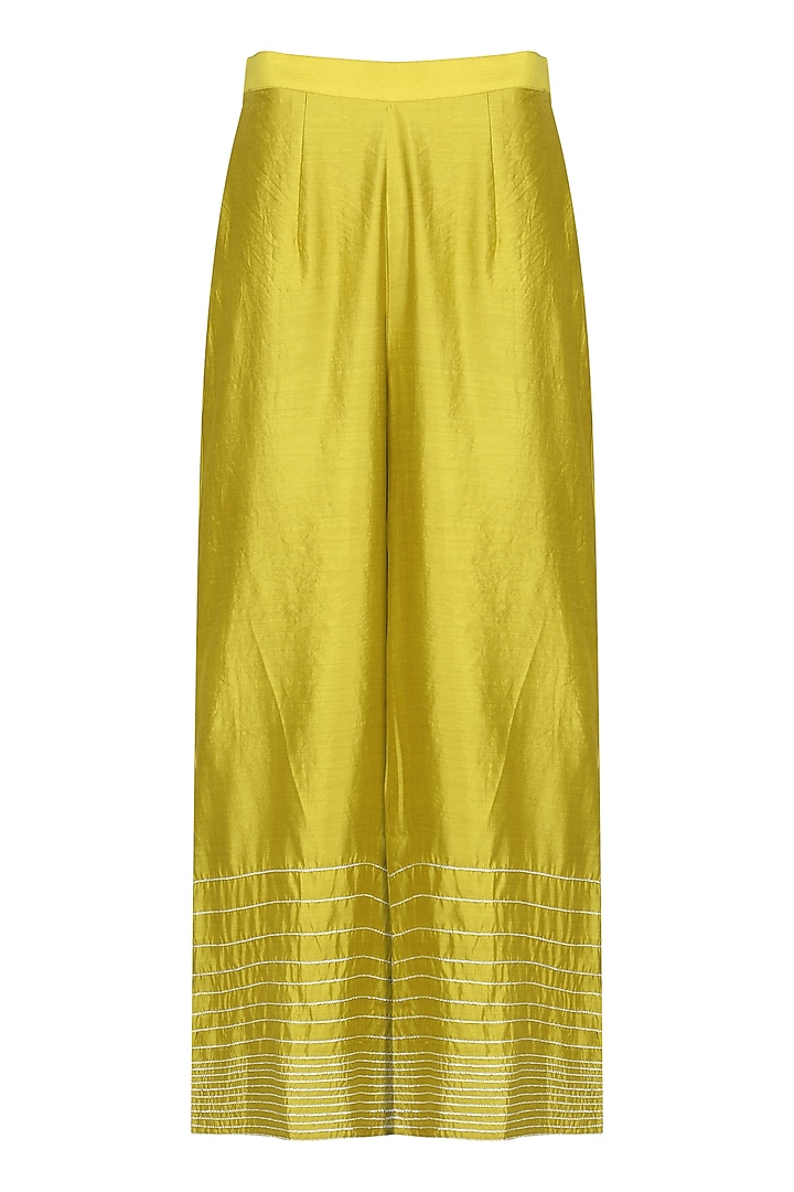 Turquoise blue embroidered kurta with green palazzo pants available only at Pernia's Pop Up Shop.
