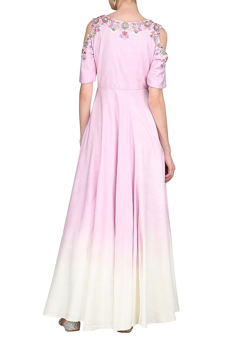 Lilac and ivory front open embroidered kurta with palazzo pants available only at Pernia's Pop Up Shop.