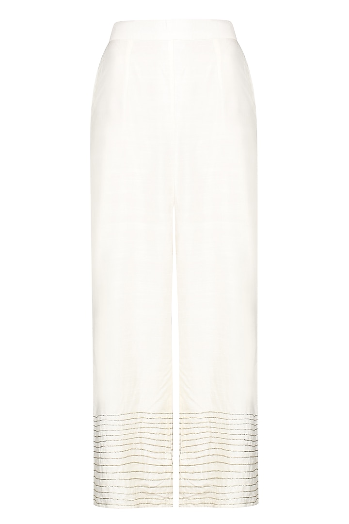 Lilac and ivory front open embroidered kurta with palazzo pants available only at Pernia's Pop Up Shop.