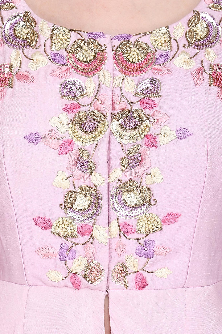 Lilac and ivory front open embroidered kurta with palazzo pants available only at Pernia's Pop Up Shop.