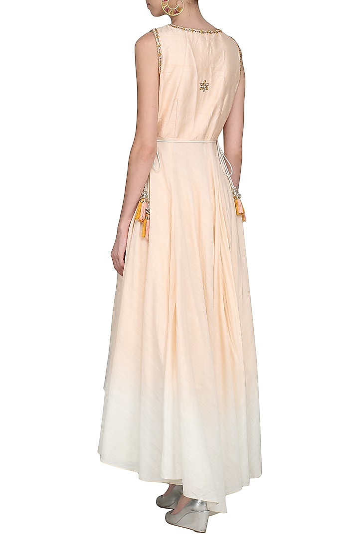 Peach and ivory ombre embroidered kurta with palazzo pants available only at Pernia's Pop Up Shop.