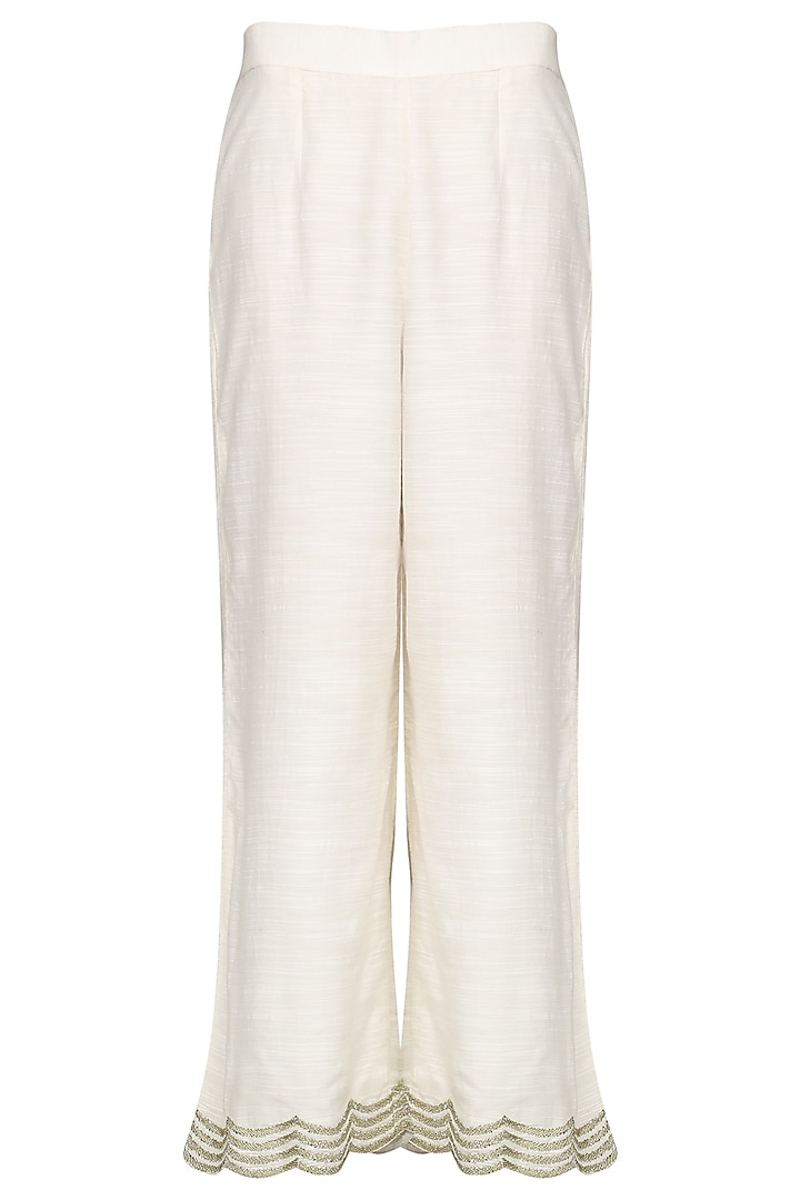 Yellow and ivory front open kurta with palazzo pants available only at Pernia's Pop Up Shop.