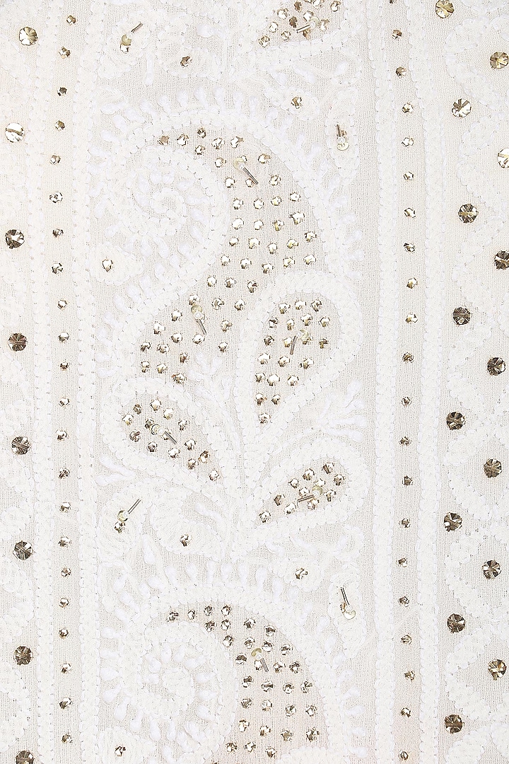 Ivory lucknowi embroidered kurta with skirt and dupatta available only at Pernia's Pop Up Shop.