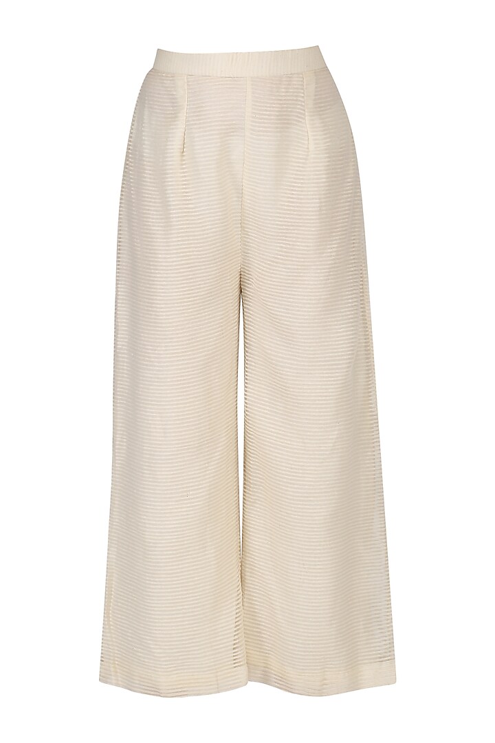 Yellow and white ombre anarkali with printed jacket and palazzo pants set available only at Pernia's Pop Up Shop.