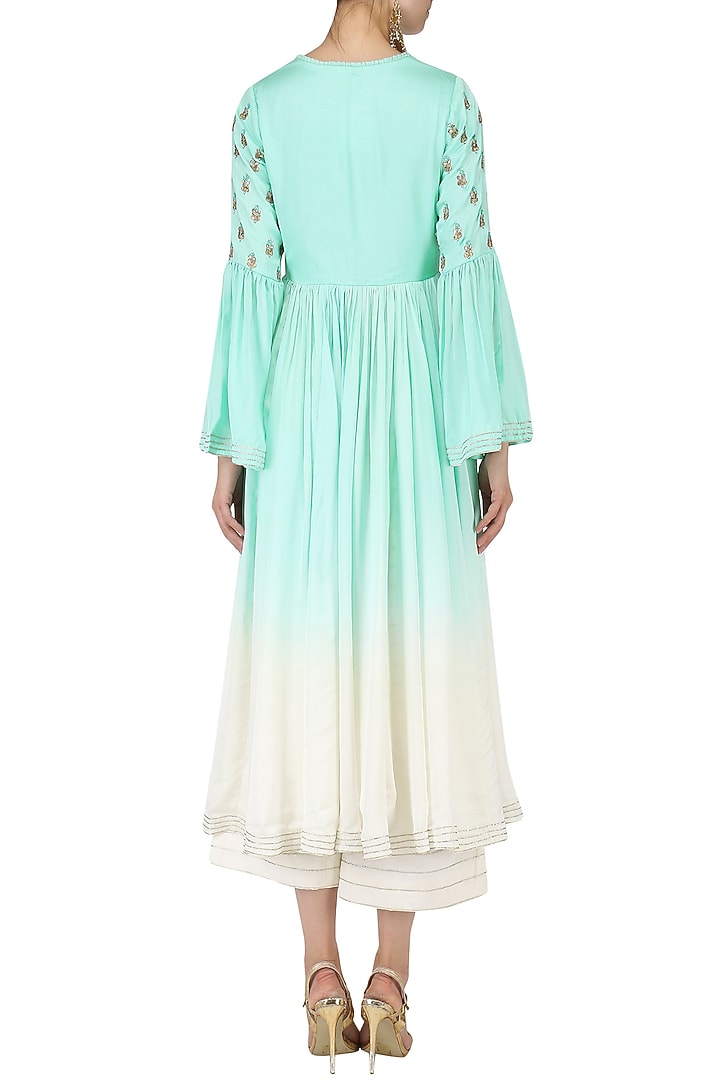Sky blue and white ombre anarkali with palazzo pants set available only at Pernia's Pop Up Shop.