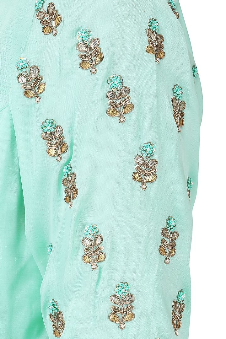 Sky blue and white ombre anarkali with palazzo pants set available only at Pernia's Pop Up Shop.