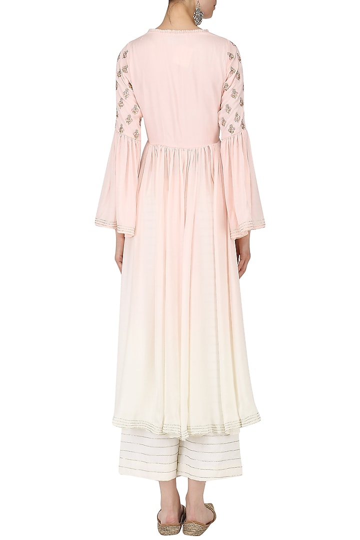 Pink and white ombre anarkali with palazzo pants set available only at Pernia's Pop Up Shop.