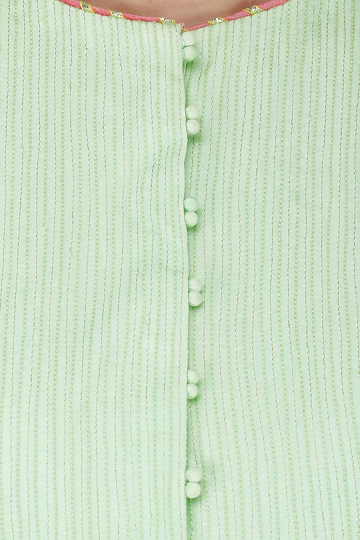 Mint green tiered anarkali set available only at Pernia's Pop Up Shop.