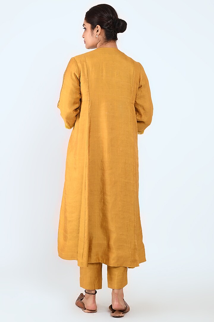 Mustard Embroidered Jacket Set by Prashant Chouhan at Pernia's Pop Up Shop