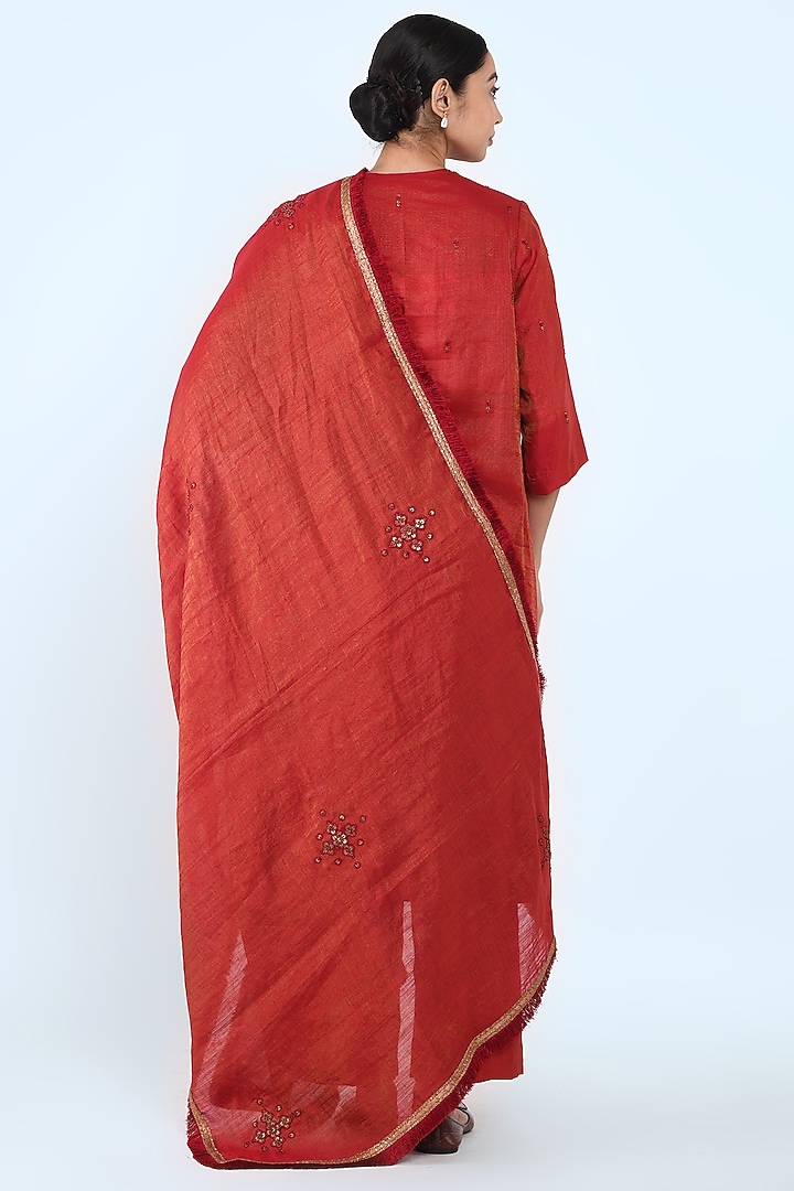 Maroon Embroidered A-Line Kurta Set by Prashant Chouhan at Pernia's Pop Up Shop
