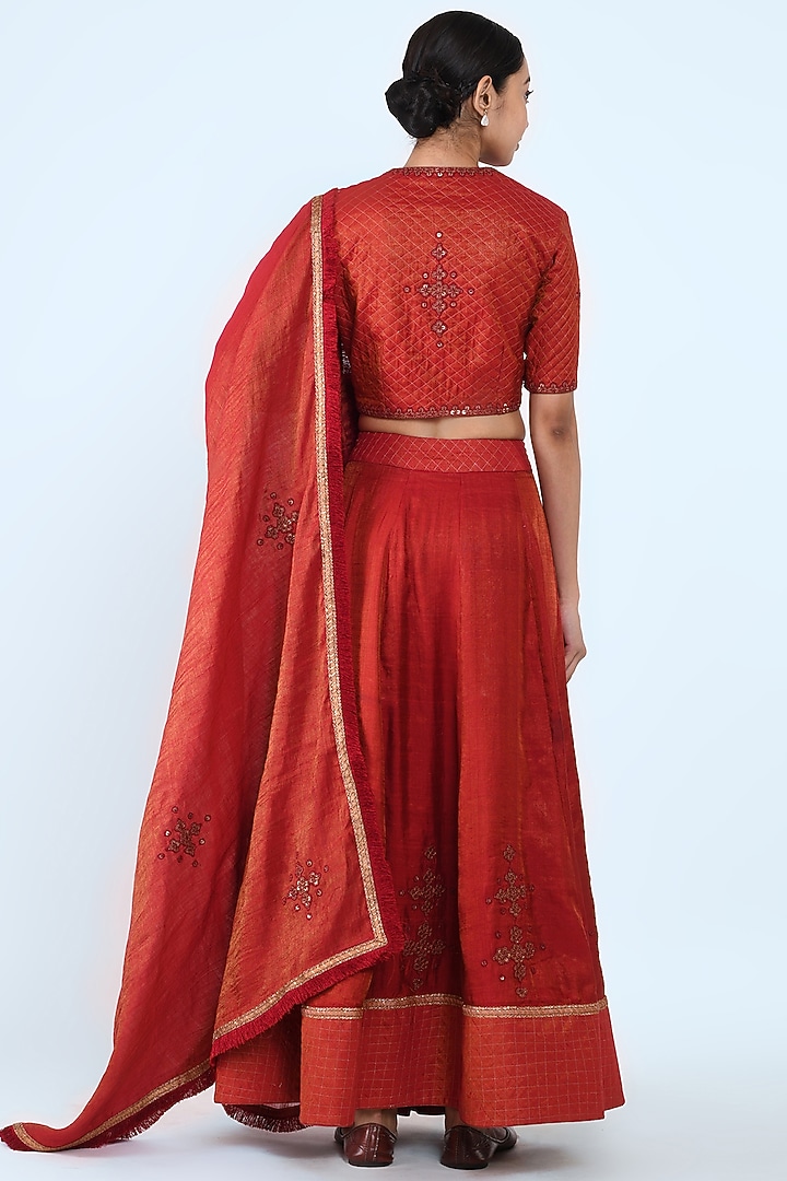 Maroon Embroidered Wedding Lehenga Set by Prashant Chouhan at Pernia's Pop Up Shop
