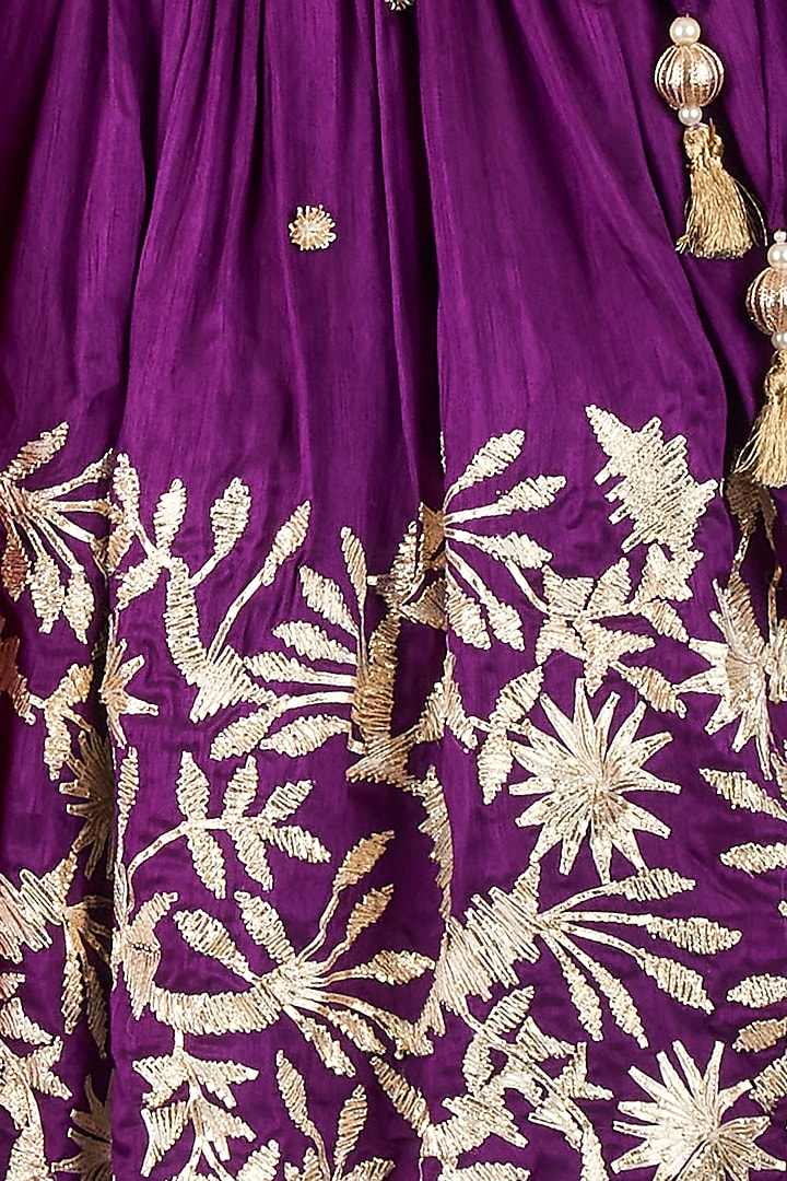 Dark Purple Silk Lehenga Set For Girls by P & S Co at Pernia's Pop Up Shop