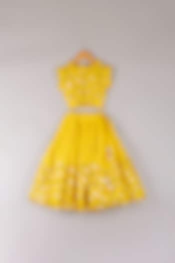 Yellow Organza Lehenga Set For Girls by P & S Co at Pernia's Pop Up Shop